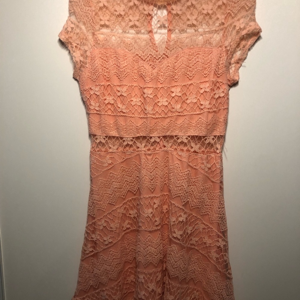 Elegant Lace Peach Dress